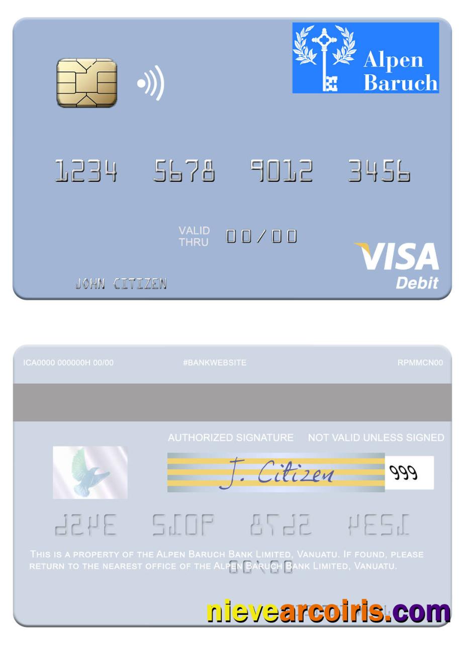 Vanuatu Alpen Baruch Bank Limited visa debit card